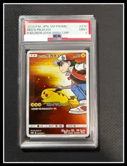 [PSA 9] Red's Pikachu Pokemon Card Japanese 270/SM-P P.M. Center 20th Annv Promo - Image 1