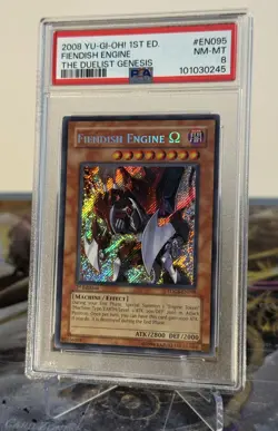 Yugioh Fiendish Engine Ω TDGS-EN095 Secret Rare 1st Edition PSA 8 - Image 1