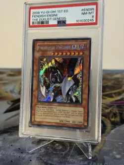 Yugioh Fiendish Engine Ω TDGS-EN095 Secret Rare 1st Edition PSA 8 - Image 2
