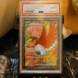 💥Ethan's Ho-Oh Ex #209! PSA 10 Gem MT 💎! Pokemon Destined Rivals! Sv10 - Image 1