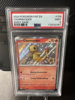Pokemon TCG S&V Paldean Fates Charmander 109/091 Shiny Holo Rare PSA 9! - Image 1