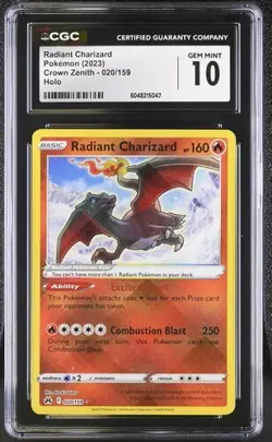 Pokemon CGC 10 Gem Mint Radiant Charizard 020/159 Crown Zenith 2023 Holo - Image 1