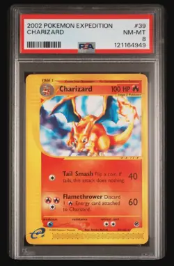 2002 Expedition Charizard Non-Holo Card 39/165 PSA 8, Pokemon - Image 1