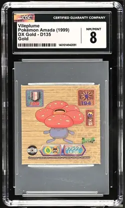 1999 Pokemon Amada Super DX Sticker Gold Vileplume #D135 CGC 8 - Image 1