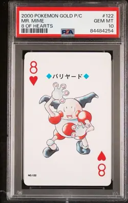 2000 POKEMON GOLD PLAYING CARDS 8 OF HEARTS MR MIME PSA 10 #122 - Image 1