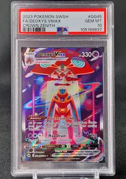 PSA 10 Deoxys VMAX GG45 Full Art Crown Zenith Pokemon Card - Image 1