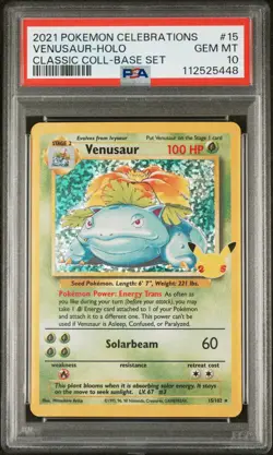 PSA 10 Venusaur Holo 15/102 Celebrations Classic Collection 2021 Pokemon 25th - Image 1