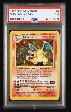 Charizard 4/102 Holo Rare Pokemon 1999 Unlimited Base Set PSA 7 NM - Image 1