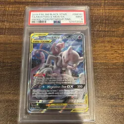 Pokemon TCG 2019 P.M. SM Mewtwo & Mew GX Black Star Promo PSA 9 - Image 1