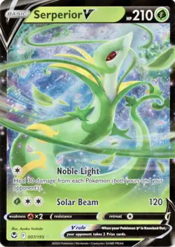 Holo Serperior V 007/195 Ultra Rare Silver Tempest Pokemon TCG NM - Image 1