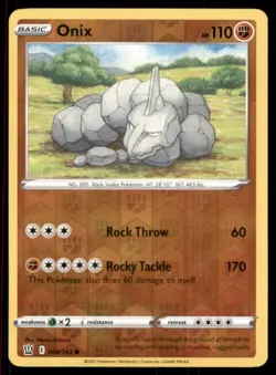 2021 Pokemon Sword and Shield Battle Styles Reverse Foil Onix Basic/Common #68 - Image 1