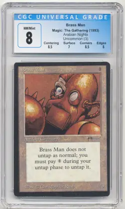Graded Brass Man CGC Arabian Nights 1993 MTG Magic Error Misprint Miscut Twisted - Image 1