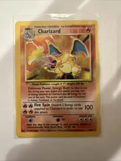 Pokemon Charizard Holo Unlimited Rare Card Base Set 4/102 1995 MP Moderate Play - Image 1