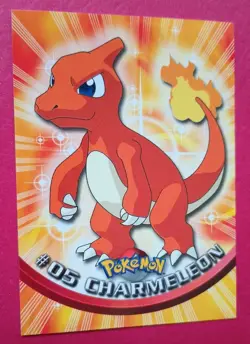 POKEMON Topps Card #5 CHARMELEON Non Holo Black Logo Near Mint TV Animation 1995 - Image 2