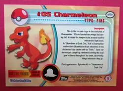 POKEMON Topps Card #5 CHARMELEON Non Holo Black Logo Near Mint TV Animation 1995 - Image 3