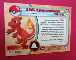 POKEMON Topps Card #5 CHARMELEON Non Holo Black Logo Near Mint TV Animation 1995 - Image 4