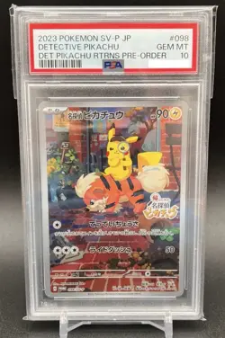 2023 Pokemon SV-P Japanese Detective Pikachu #098/SV-P PSA 10 - Image 1