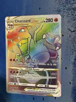 Pokemon TCG Charizard VSTAR Rainbow Secret Rare Card Brilliant Stars 174/172 NM - Image 1