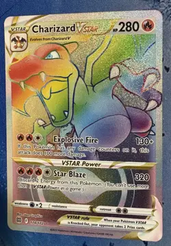 Pokemon TCG Charizard VSTAR Rainbow Secret Rare Card Brilliant Stars 174/172 NM - Image 2