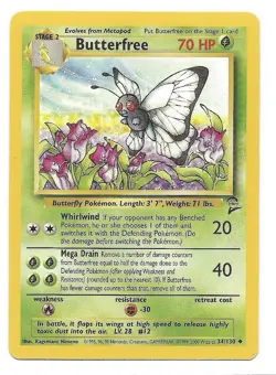 Butterfree 034/130 Base Set 2 Regular Vintage WoTC Pokemon TCG - Image 1