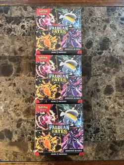 LOT OF 3 Pokemon TCG Scarlet & Violet Paldean Fates SV4.5 Booster Bundle NEW - Image 1