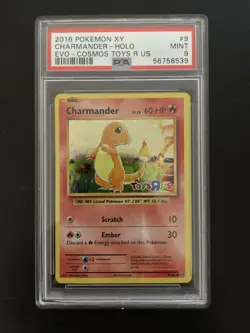 2016 XY Evolutions Charmander Toys R Us Cosmos 9/108 Pokemon Card PSA 9 MINT - Image 1