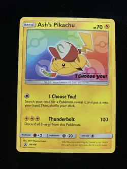 Ash’s Pikachu “I Choose You” Pokemon Movie Promo Card SM108 2017 NM - Image 1