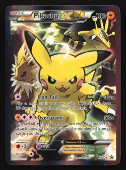 Pokemon Pikachu EX XY124 Red & Blue Coll. Full Art Holo Black Star Promo HP - Image 1