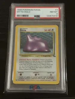 Pokemon Fossil 3/62 Ditto Holo-Foil Card PSA 8 NM-MT - Image 1