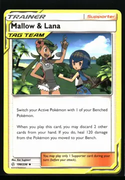 2019 Sun & Moon - Cosmic Eclipse Mallow & Lana #198 Non Holo Pokemon Card - Image 1