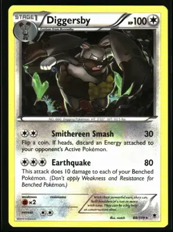 2014 XY - Phantom Forces Diggersby #88 Non Holo Rare Pokemon Card - Image 1