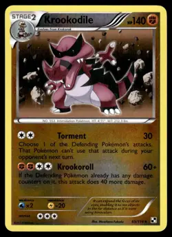 2011 Pokemon Black & White Krookodile #65 Light Play Holo - Image 1