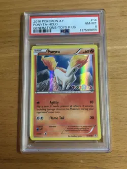 2016 Pokemon XY Ponyta Toys R Us Promo 14/83 PSA 8 NM - Image 1