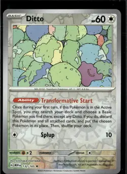 Pokemon Ditto 132/165 151 Reverse Holo Rare 2 Card Lot - Image 1