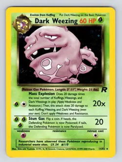 Dark Weezing Rocket Set Holo Rare Pokemon Card 14/82 WOTC PL! - Image 1