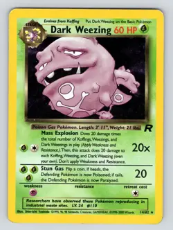 Dark Weezing Rocket Set Holo Rare Pokemon Card 14/82 WOTC PL! - Image 3