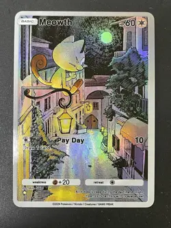 Meowth pokemon pocket Custom Textured Holo Fanart Card Pokemon - Image 1