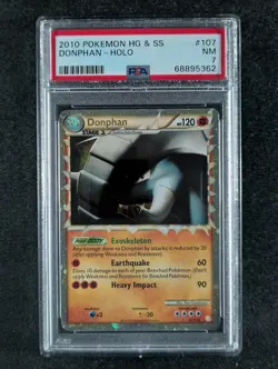 2010 Pokemon DONPHAN 107/123 HeartGold & SoulSilver Holo Ultra Rare ENG PSA 7 - Image 1