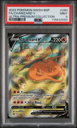 PSA 9 Pokemon Charizard V #260, Ultra Premium Collection Full Art Black Star - Image 1