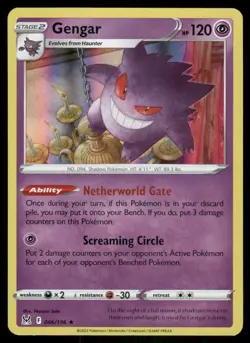 Pokemon - Gengar 066/196 Rare Holo TCG SWSH Pack Fresh! Lost Origin Near Mint NM - Image 1