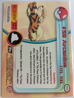 Pokemon - Arcanine #59 Topps TV Animation Black Logo Non-Holo 2nd Print NM - Image 2