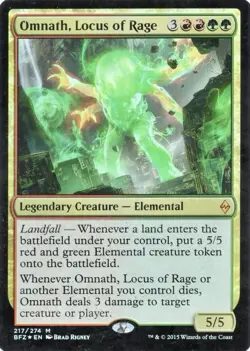 MTG FOIL Omnath, Locus of Rage - Battle for Zendikar #217 NM Magic Card - Image 1