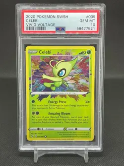 Pokemon Vivid Voltage Celebi Amazing Rare Holo 009/185 PSA 10 Anime TCGCCG Card - Image 1