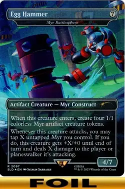 1x - Egg Hammer [Myr Battlesphere] - - FOIL BORDERLESS - #2097 - Secret Lair MTG - Image 1