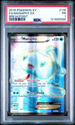 *POP 1* 2016 POKEMON XY BREAKPOINT #116 FULL ART/MANAPHY EX PSA 1 PR - Image 4