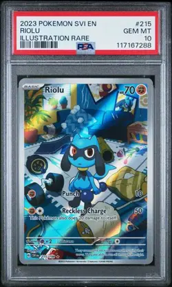 2023 POKEMON SVI EN-SCARLET & VIOLET ILLUSTRATION RARE #215 RIOLU PSA 10 - Image 1