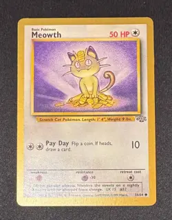 Pokemon TCG Meowth - Gold Border - Promo - Jungle 56/64 - LP - Image 1