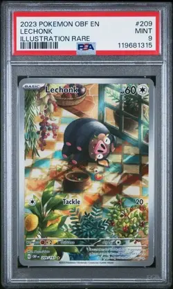 PSA 9 MINT Lechonk, SV Obsidian Flames Pokemon Illustration Rare, 209/197 - Image 1