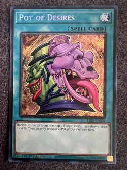 Yugioh Pot of Desires RA01-EN056 Secret Rare 1st Edition NM - Image 1