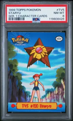 1999 TOPPS POKEMON SERIES 1 CHARACTER CARDS #TV5 STARYU PSA 8 - Image 1